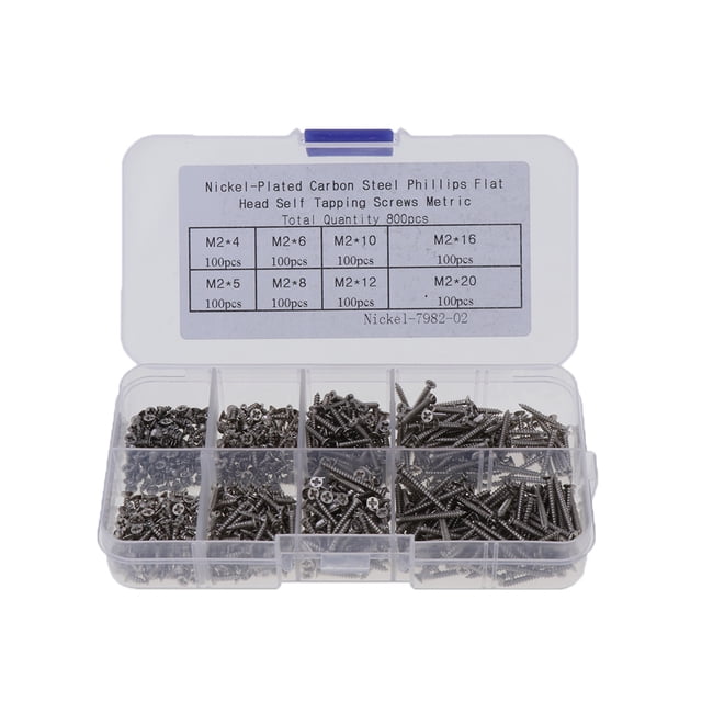 800 piezas de acero inoxidable tornillos autorroscantes de cabeza plana Sunnimix Tornillos autorroscantes de cabeza plana
