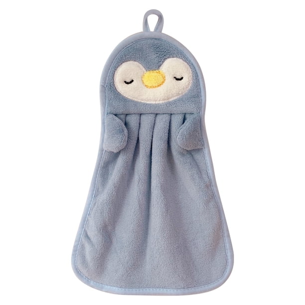 Toalla de mano se puede colgar Toalla absorbente Toalla de mano de los niños Toalla de mano del bebé lindo pingüino agradable a la piel suave