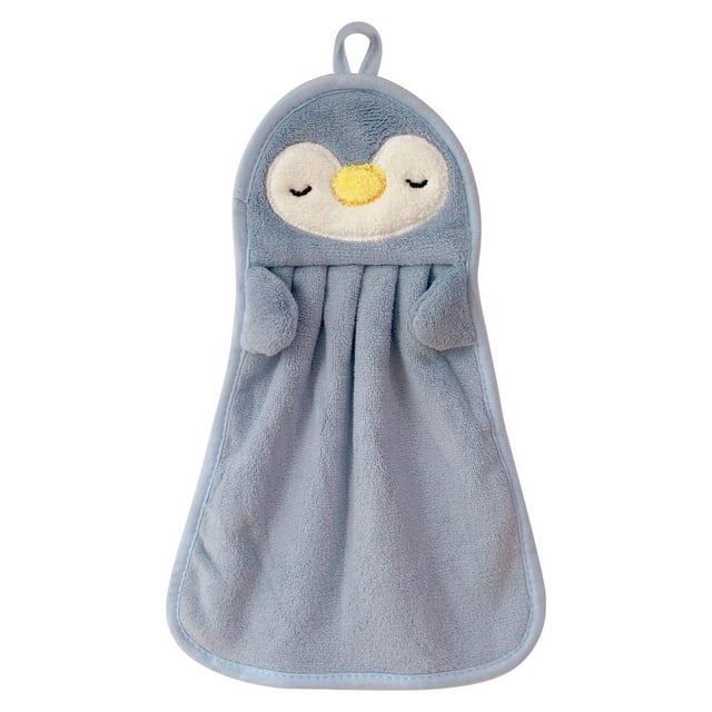 Toalla de mano se puede colgar Toalla absorbente Toalla de mano de los niños Toalla de mano del bebé lindo pingüino agradable a la piel suave