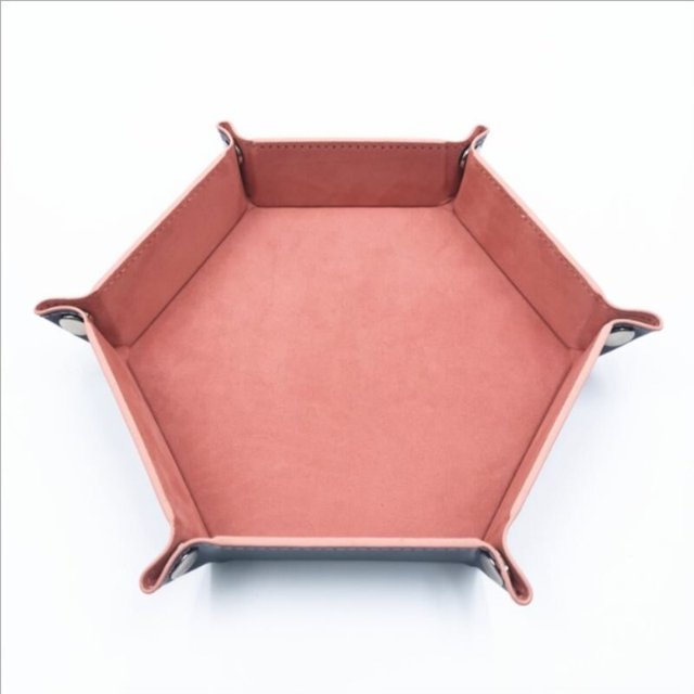Foldable Dice Tray Box PU Leather Folding Hexagon Coin Square Tray Dice Game 6 Colors He Qiyong unisex
