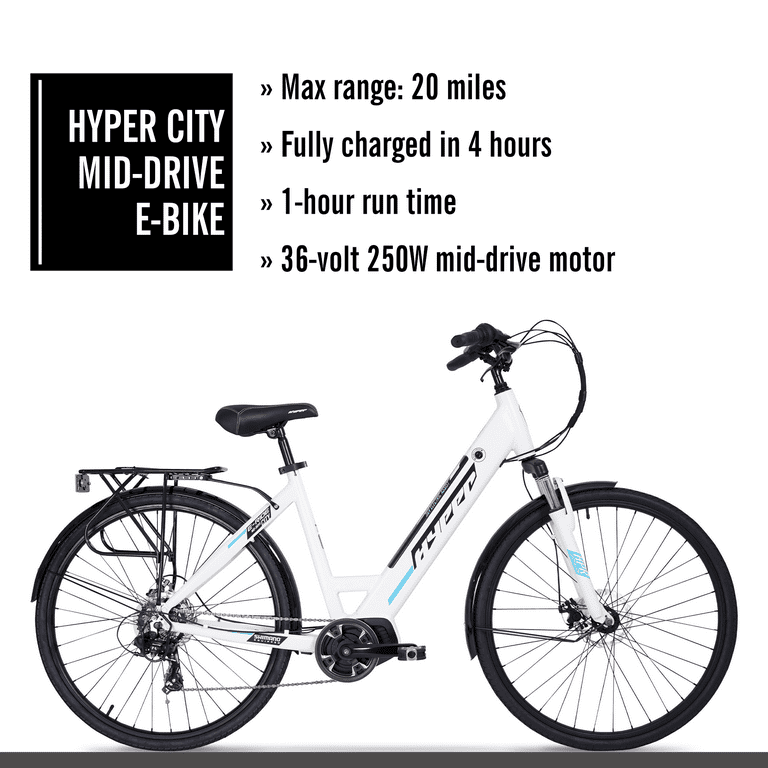 Hyper Bicycles E-Ride 700C 36V Electric Commuter E-Bike for Adults,  Pedal-Assist, 250W Motor, Blue
