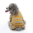 thumbnail image 3 of Pijama de cachorro suave con camisa de rayas de colores y cuello alto para perrito cuadrúpedo SY97 Rayas amarillas y azules, 3 of 5