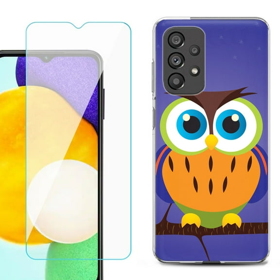 Slim-Fit Gel TPU Phone Case for Samsung Galaxy A23 5G, with Tempered Glass Screen Protector, by OneToughShield ® - Night Owl