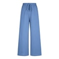 thumbnail image 5 of Nkmbld Womens Linen Pants Wide Leg Drawstring Flowy Plus Size Work Pants Summer Beach Trousers, 5 of 6