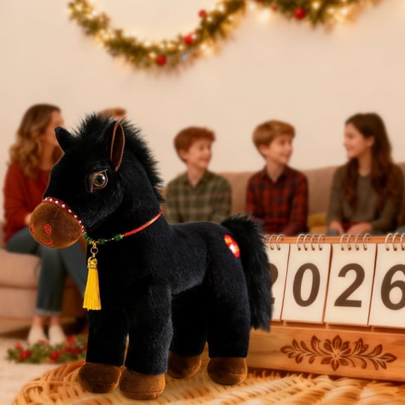 RBER Lifelike Horse With Soft And Tail Realistic Animal Stuffed Figure For Kids Childrens