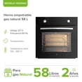 thumbnail image 2 of Horno Empotrable Gas Natural 58L, Ancho de 60 cm, Temp 130°- 250°C | AVERA HE00NAT, 2 of 8