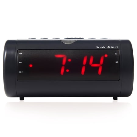 Sonic Alert - Sonic Blast Digital Alarm Clock With Bluetooth Speaker  AUX  USB Charging Port - Black