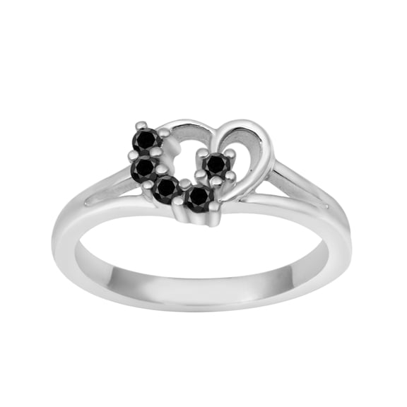 Heart Shape 0.10 Ctw Black Spinel 925 Sterling Silver Love Women Valentines Day Gifts Ring