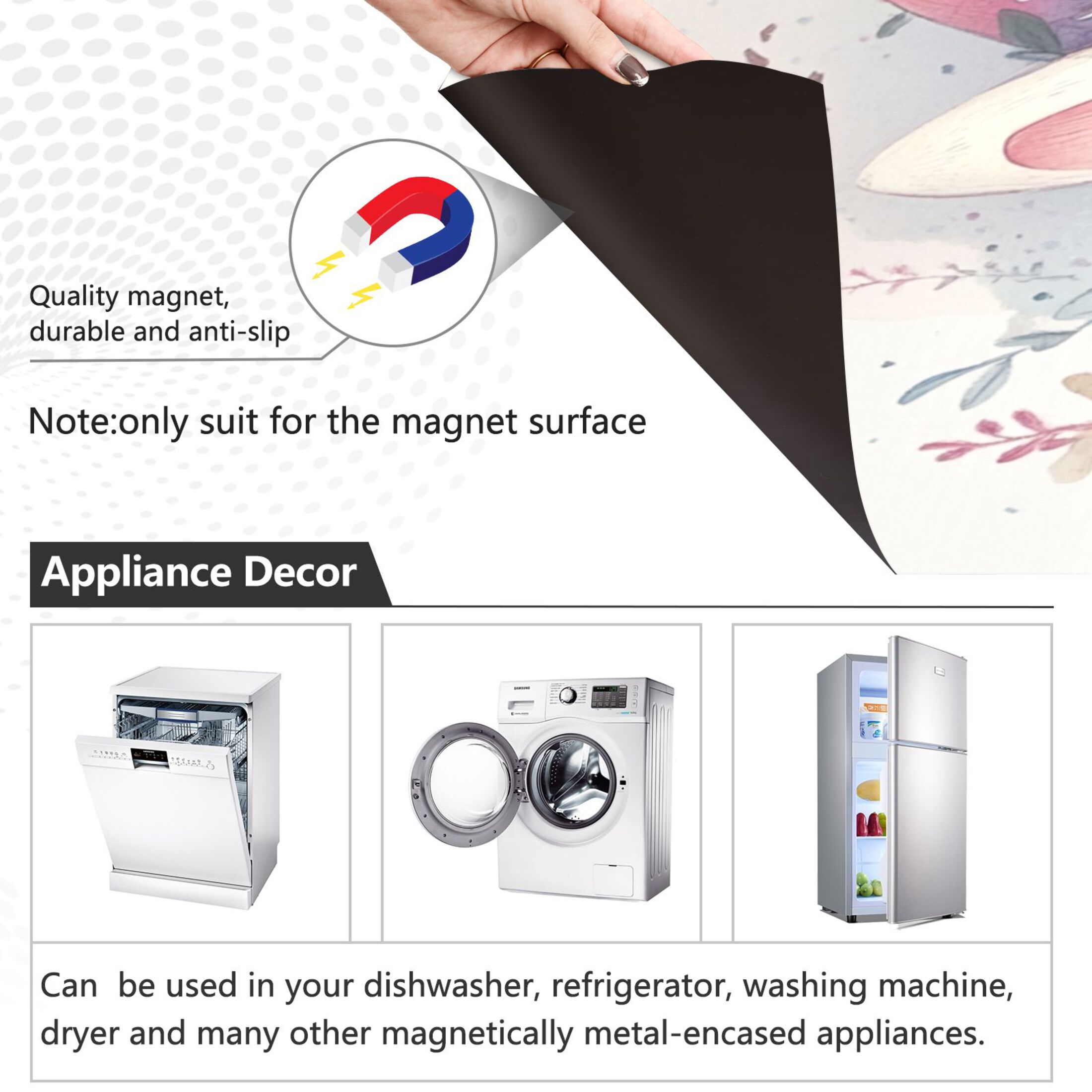 Dishwasher Magnetic Sticker 23x26 Inch Refrigerator Magnetic Sticker Washing Machine Magnetic Sticker Kitchen Panel Magnetic Sticker Home Decor Rabbit and Mushroom
