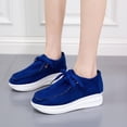 thumbnail image 4 of Lovskoo 2024 Women's Platform Shoes Solid Color Lace-Up Wedge Loafers Comfort Shoes Blue, 4 of 7