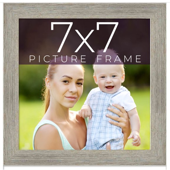 7x7 Frame Grey Real Wood Picture Frame Width 1.5 Inches | Interior Frame Depth 0.5 Inches | Barn