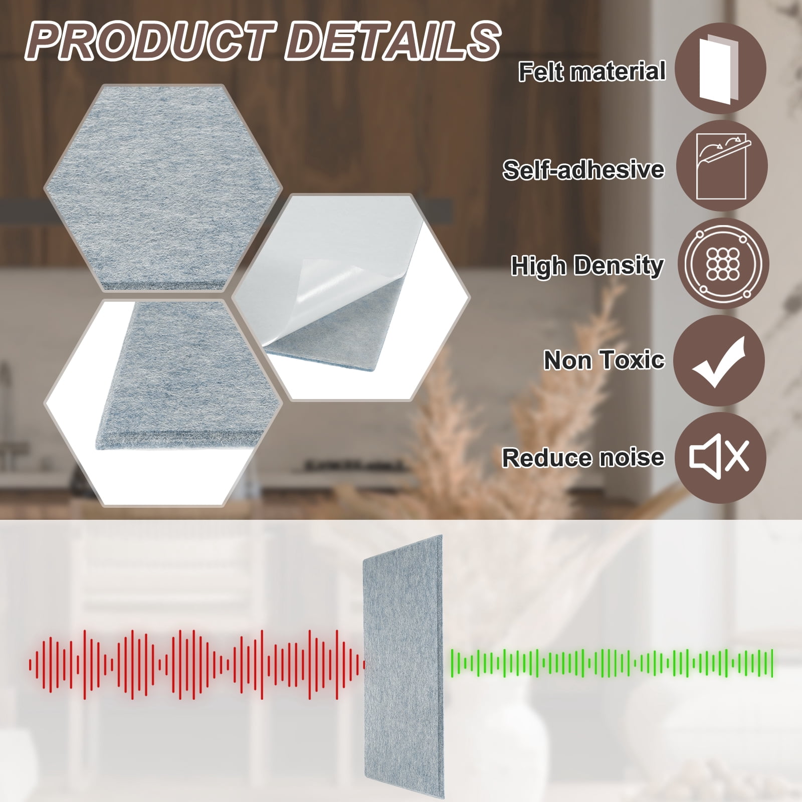 Uxcell 12pcs Acoustic Panels High-Density Sound Proof Felt Self Stick Non-Slip Pads 16"x12"x0.35", Gray