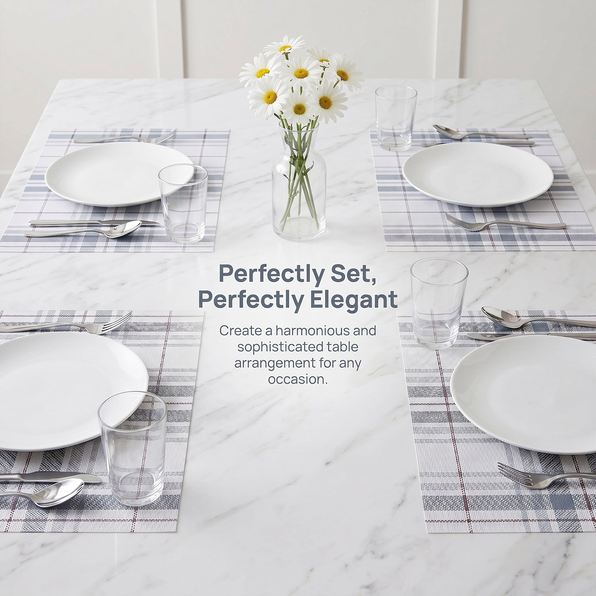 Unique Bargains Placemats Set of 6 Placemats for Kitchen Dining Table Washable Gray Blue