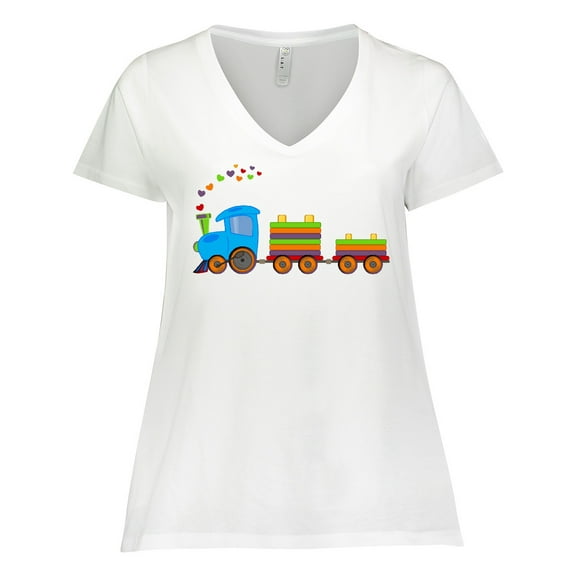Inktastic Colorful Toy Train Women's Plus Size V-Neck T-Shirt