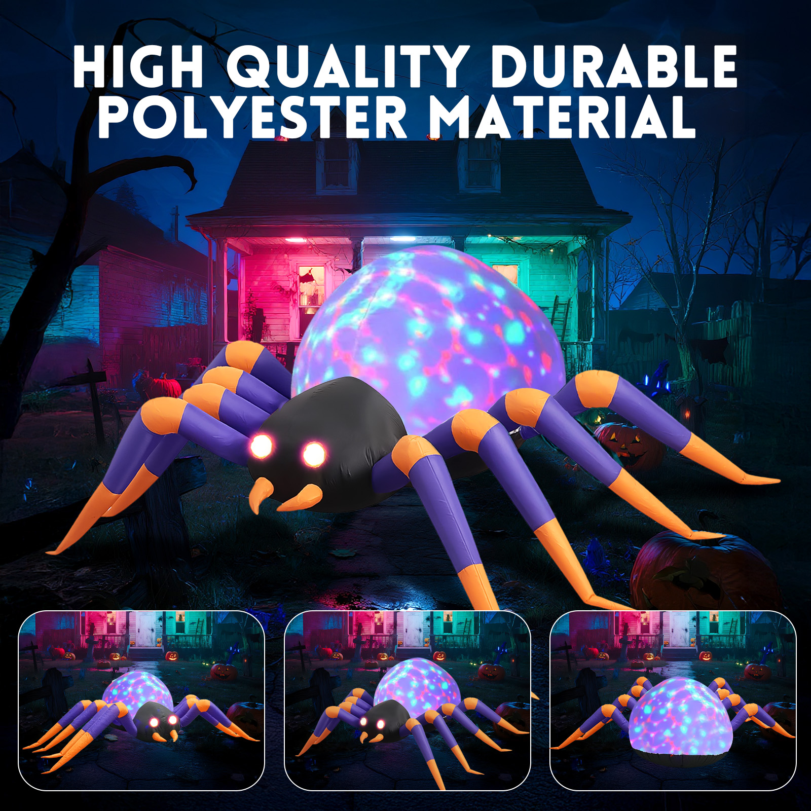 GVDV 8 Ft Inflatable Halloween Spider with LED photo 3