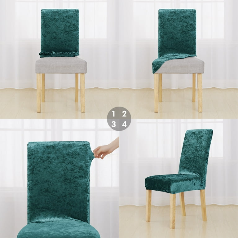 Deconovo Set of 2 Crushed Velvet Dining Chair Covers Stretch Chair