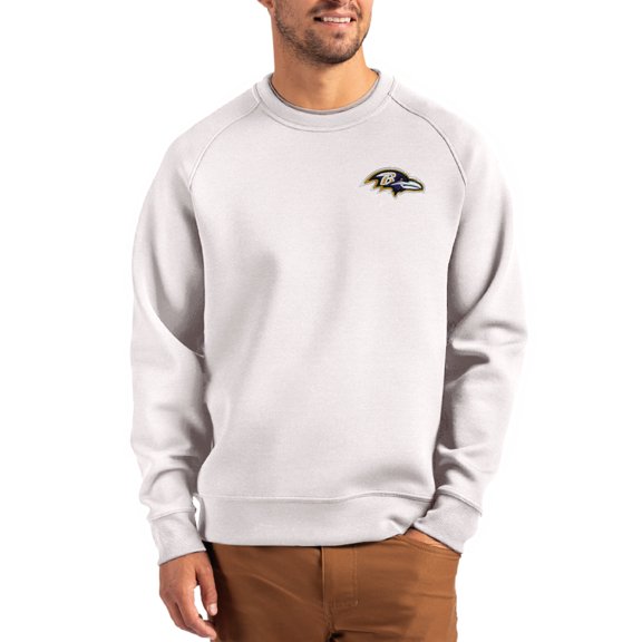 Men's Cutter & Buck Gray Baltimore Ravens Primary Logo Roam Recycled Raglan Pullover Sweatshirt