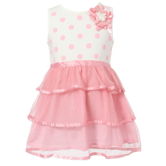 Richie House Girls' Polka Dot Dress with Layered Bottoms RH1628