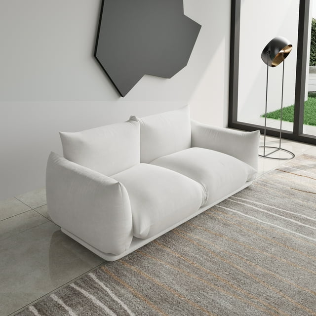The Magic Home Canapé d'Angle Modulaire 2 Places en Chenille Beige,