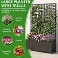 thumbnail image 3 of 71'' H Metal Planter with Trellis and Wheels  Set of 2, Outdoor Raised Garden Bed for Climbing Plants, Trellis Planter Box with Drainage Hole, Black, 3 of 10