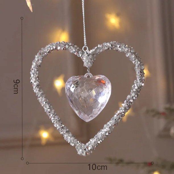 Pieza de copo de nieve de Navidad de 15cm, colgantes de árbol de Navidad, adornos colgantes de corona de ciervo de cristal de Noel, decoración de Feliz Navidad para el hogar 2023