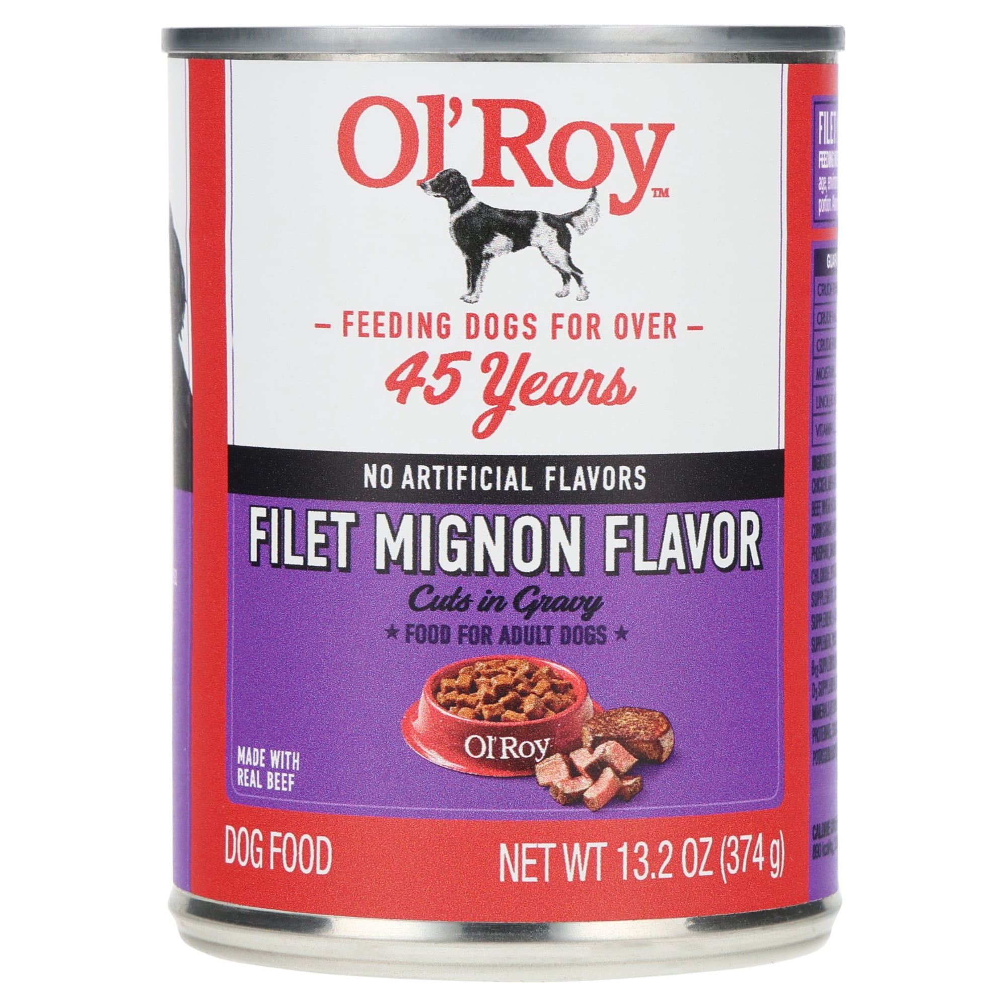 Ol' Roy Filet Mignon Flavor Cuts in Gravy Wet Dog Food, 13.2 oz Can