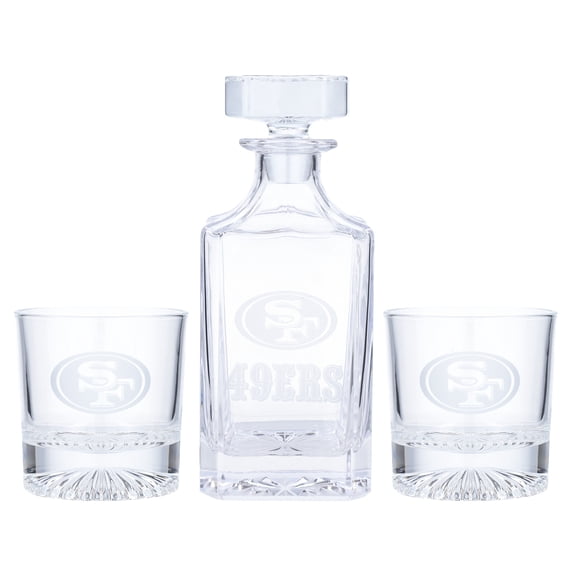 San Francisco 49ers Three-Piece Decanter & Rocks Glasses Set