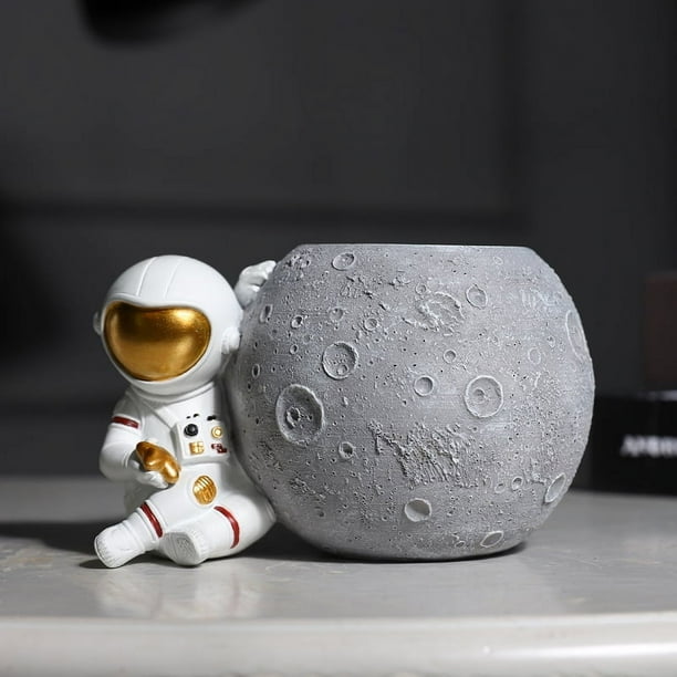 Lindo portalápices con forma de astronauta para el Día del Niño, regalo creativo, decoración de escritorio, caja de almacenamiento para bolígrafos, manualidades