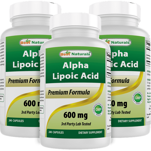 3 Pack Best Naturals Alpha Lipoic Acid 600 mg 240 Capsules with