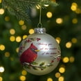 thumbnail image 2 of Northlight Gold and Red Cardinal Perched on a Holly Berry Branch Glass Ball Christmas Ornament 4", 2 of 5