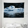 thumbnail image 1 of Moon Tapestry, The Moon Setting over Clouds Water Reflections Stars Universe Themed Image Print, Wall Hanging for Bedroom Living Room Dorm Decor, 80W X 60L Inches, Black Blue White, by Ambesonne, 1 of 2