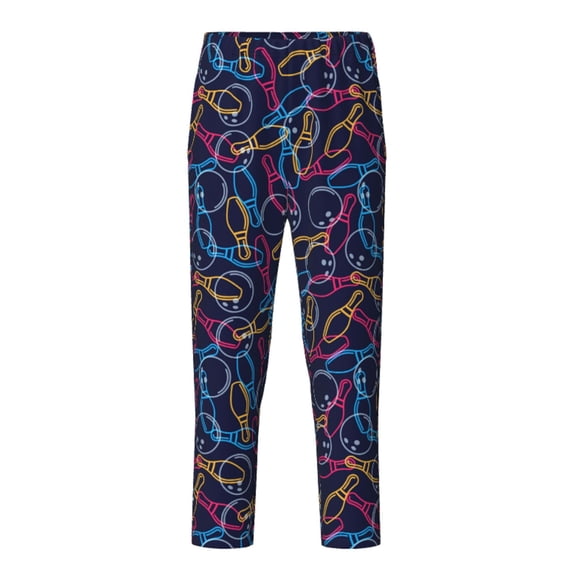 Xecao Multicolor Bowling Print Teenagers' Pajama Pants Long Sleep Pants Soft Elastic Waist Pajama Bottoms Elastic waist with 2 Pockets 5-16 Years-XS(5-6)