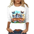 thumbnail image 1 of Camisetas de Pascua para Mujeres Pullover Suelto Cuello Redondo con Mangas de Tres Cuartos Y Estampado de Vacaciones, Top Casual de Poliéster Ligero para Trajes Diarios de Primavera, 1 of 5