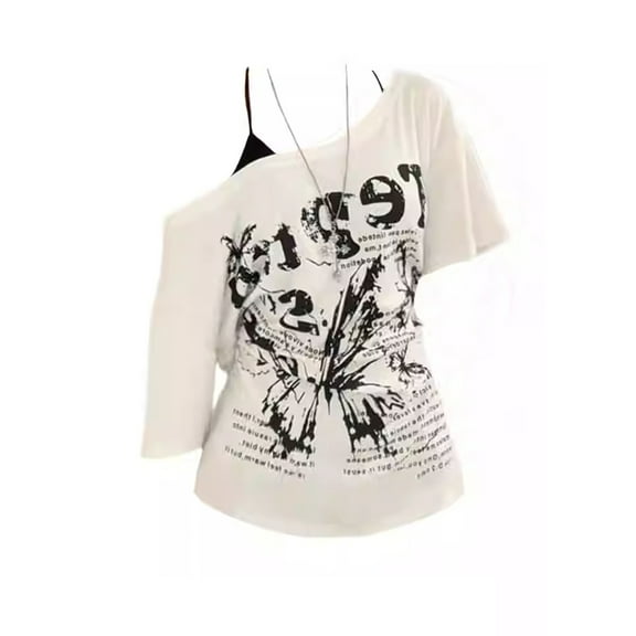 Women Graphic Print T-shirt Vintage Harajuku Y2k Tee Top Shoujo Girl Aesthetic Oversize Short Sleeve T-shirt 2000s Clothes 2025