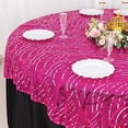thumbnail image 5 of BalsaCircle 72x72 in Fuchsia Silver Wavy Embroidered Sequined Tulle Square Table Overlay Party Events Decorations Supplies, 5 of 8