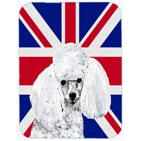 7.75 x 9.25 In. White Toy Poodle With English Union Jack British Flag Mouse Pad, Hot Pad Or Trivet