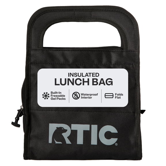 RTIC Insulated Lunch Bag, Soft-Sided Freezable & Collapsible Cooler, Black