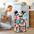 thumbnail image 5 of Yayeee Freestanding Laundry Hamper with Handle Collapsible Large Storage Basket for Clothes, Orange Geometric, 5 of 7