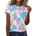 thumbnail image 3 of Yxbdin Womens Easter Shirts for Women Crew Neck Short Sleeve T Shirts Crew Neck Bunny Graphic Tee Casual Easter Eggs Print Tops Dark Blue M, 3 of 6