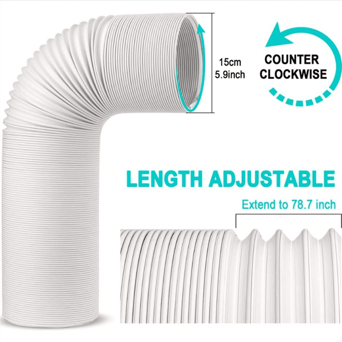 Air Conditioning Hose, Portable Exhaust Ventilation Hose, 5.9 Inch Diameter, Counterclockwise AC Hose, AC Exhaust Hose