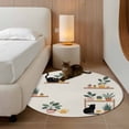 thumbnail image 2 of Small Round Rug 3Ft Washable Non-Slip, Japanese Circle Area Rugs for Living Room Bedroom, Farmhouse Cartoon Cats Green Vegetation Plants Indoor Floor Mats Carpet Runner for Home Decor, 2 of 8