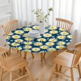 thumbnail image 3 of Round Tablecloth with Elastic Edge, Daisy Print for Kitchen or Patio Use, Water-Resistant Fabric, Fits 44-52 Inch, 3 of 7