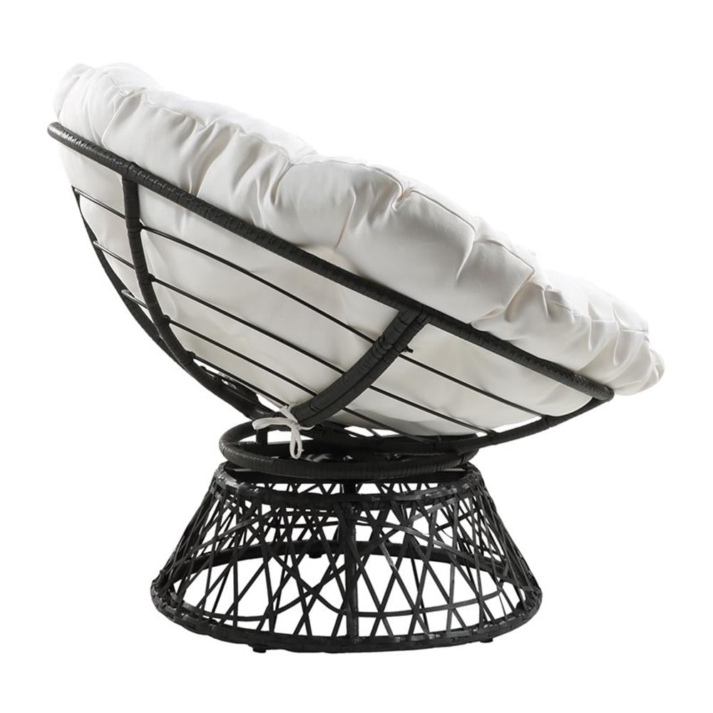 OSP Home Furnishings Papasan Chair with White cushion and Black Frame