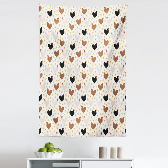 Hen and Chicks Tapestry, Farm Themed Continuous Pattern with Cartoon Domestic Birds and, Fabric Wall Hanging Decor for Bedroom Living Room Dorm, 5 Sizes, Multicolor, by Ambesonne
