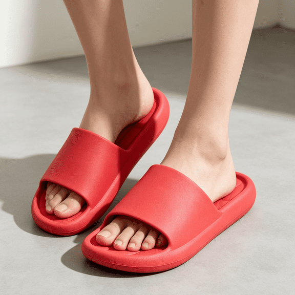 Men's Slides, Womens Slides, Unisex Indoor Slippers, Soft EVA House Slippers, Open Toe Summer Slippers for Multi‑Scene Household Daily All‑Season Wear Red