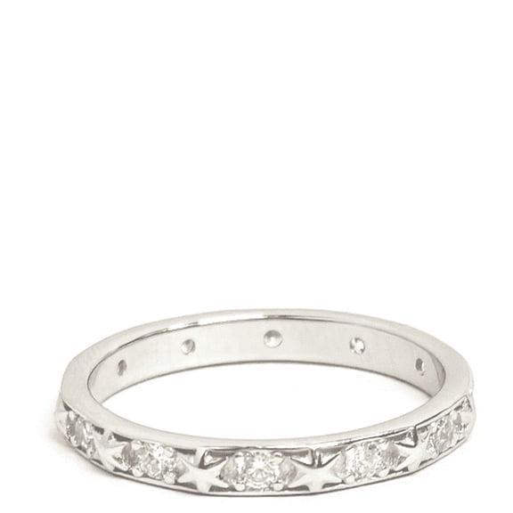 925 Sterling Silver Star Band Ring with Cubic Zirconia, Thin Stackable Eternity Ring, Dainty Celestial Jewelry for Women Men,RTT Fashion size 8