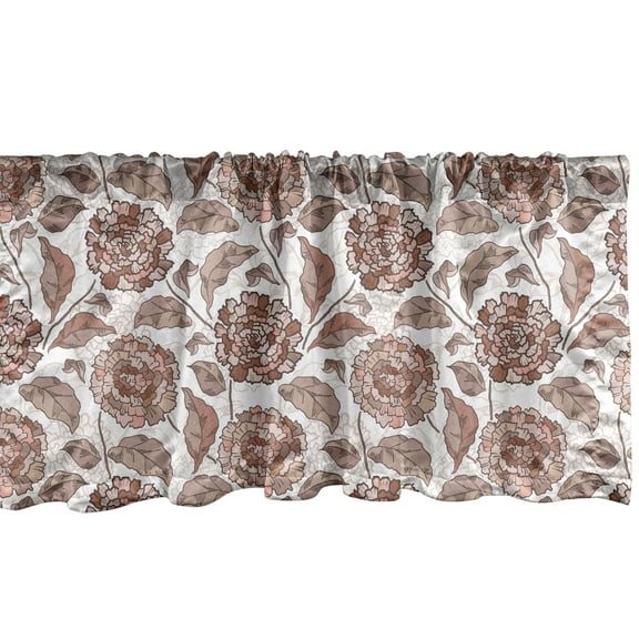 Ambesonne Floral Window Valance, Ornamental Foliage Motif, 54" X 18", Warm Taupe Umber Blush