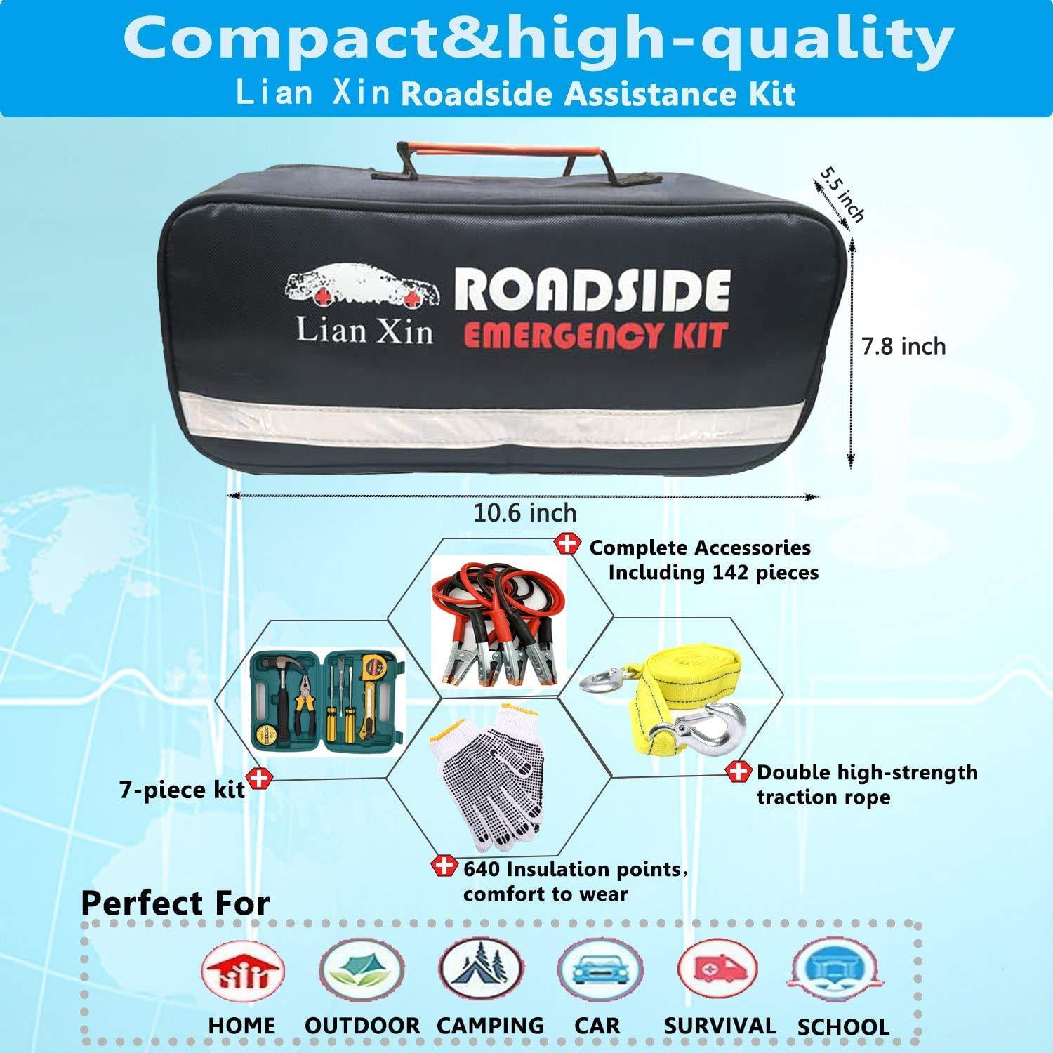 Roadside Emergency Kit In Multifunctional Bag For Premium Sedan, Including  Battery Jumper Cables, Suitable For Cars, Vehicles, Trucks Or Suvs,  Suitable For Men Or Women