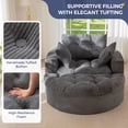 thumbnail image 4 of BYBYME 49''Round Chaise Lounge Chair,Corduroy Sofa Bed With Deep Seat,Upholstered Boneless Chaise Indoor,Cozy Sleeper Couch for Living Room with Ottoman,DGrey, 4 of 8