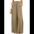 thumbnail image 2 of Pantalones Casuales de Cintura Alta para Mujer, de Color Liso, Largos y Anchos, con Bolsillos, para y Otoño. Cian M, 2 of 7